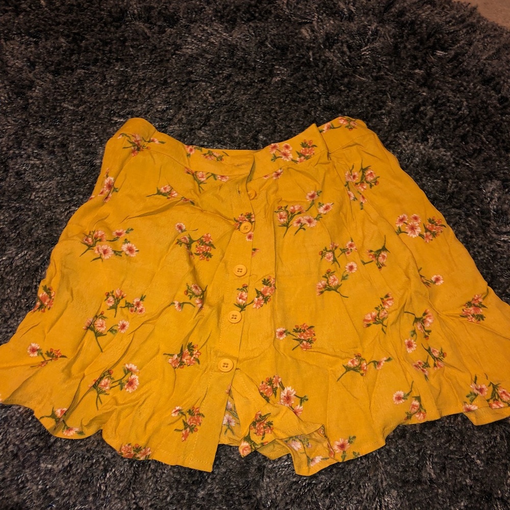 yellow, flower printed skirt